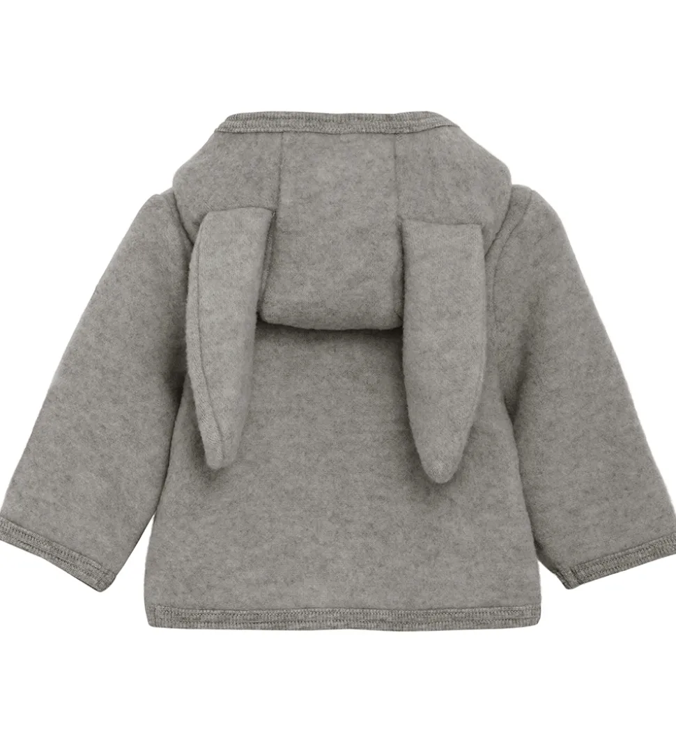 Huttelihut Fleecejakke - Uldfleece - Medium Grey Melange m. Ører