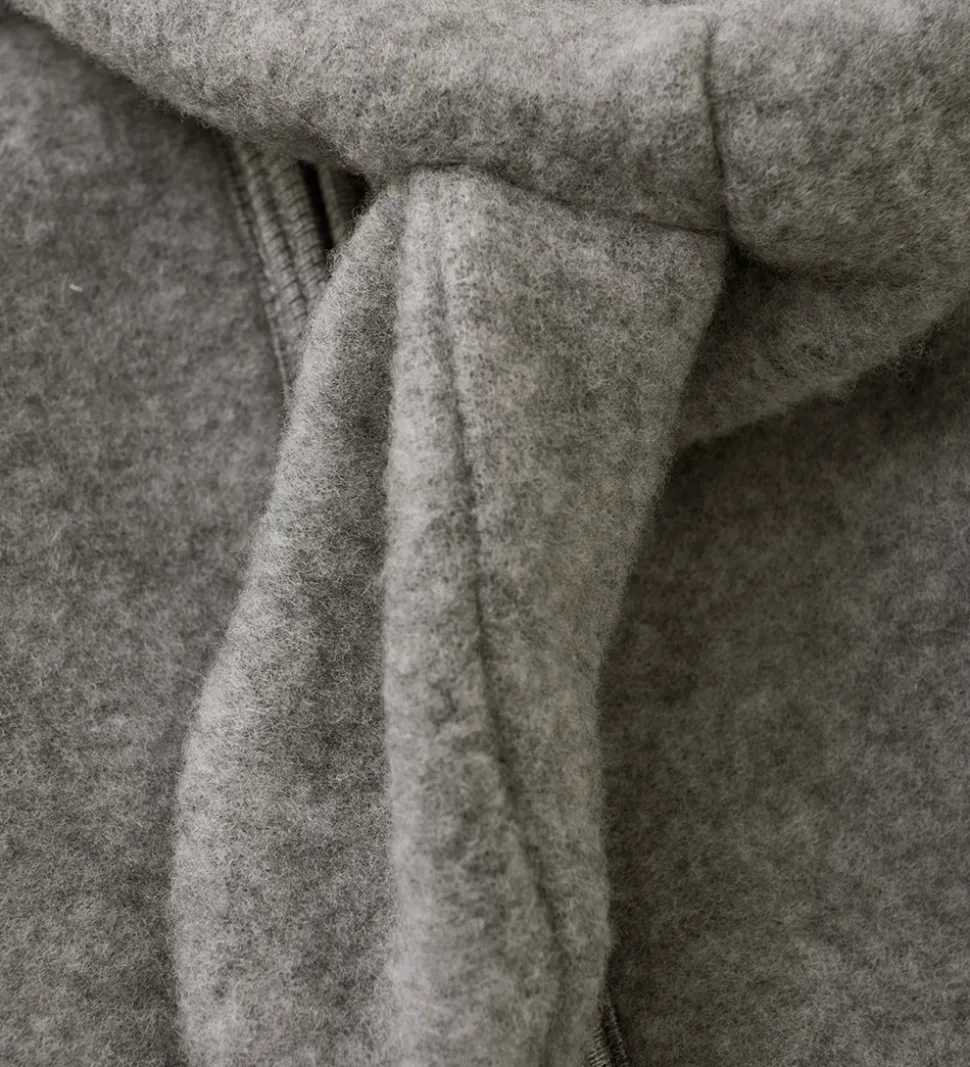 Huttelihut Fleecejakke - Uldfleece - Medium Grey Melange m. Ører