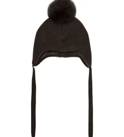 Huttelihut Hue - Uld - Dark Brown Melange m. Kvast