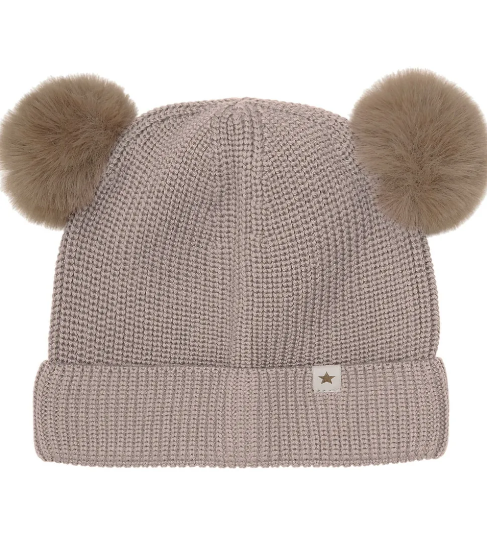 Huttelihut Hue - Uld - Strik - Camel Melange m. Kvaster