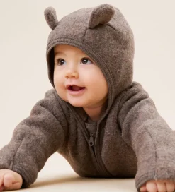 Huttelihut Køredragt - Uldfleece - Brown Melange m. Ører