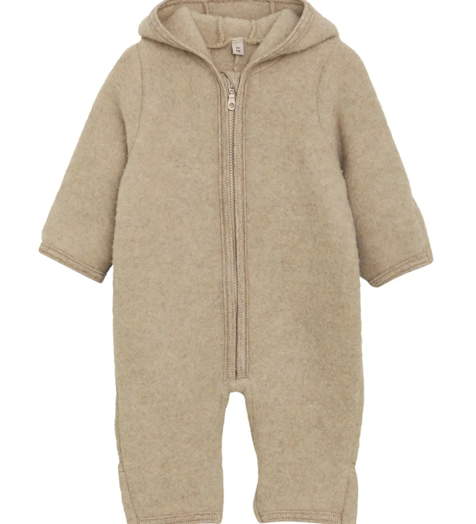 Huttelihut Køredragt - Uldfleece - Camel Melange m. Ører