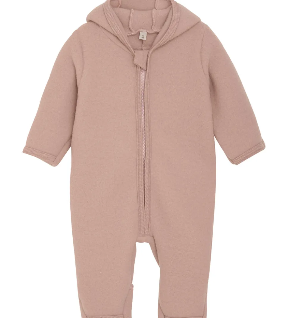 Huttelihut Køredragt - Uldfleece - Mahogany Rose m. Ører