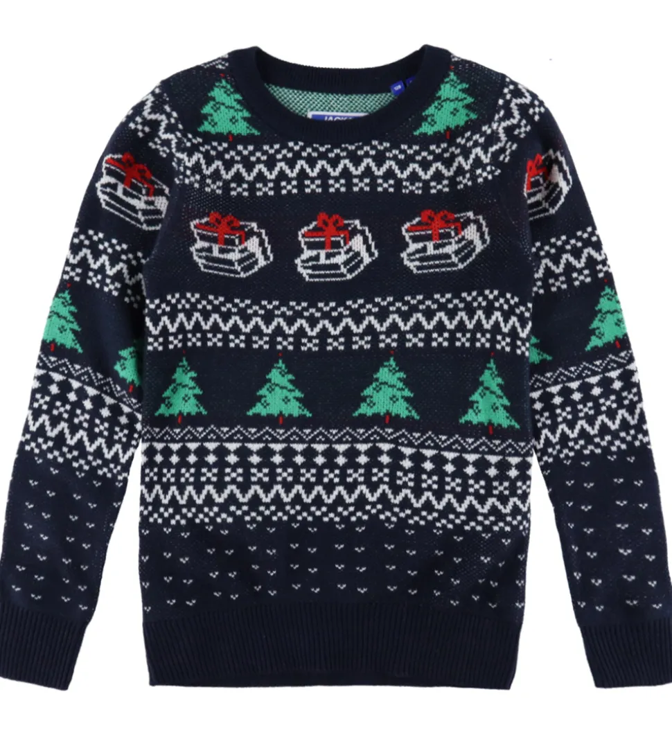 Jack & Jones Bluse - Strik - JjXmas Andrew - Sky Captain/Holly G