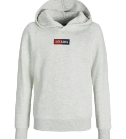 Jack & Jones Hættetrøje - JjPan - White Melange m. Logo