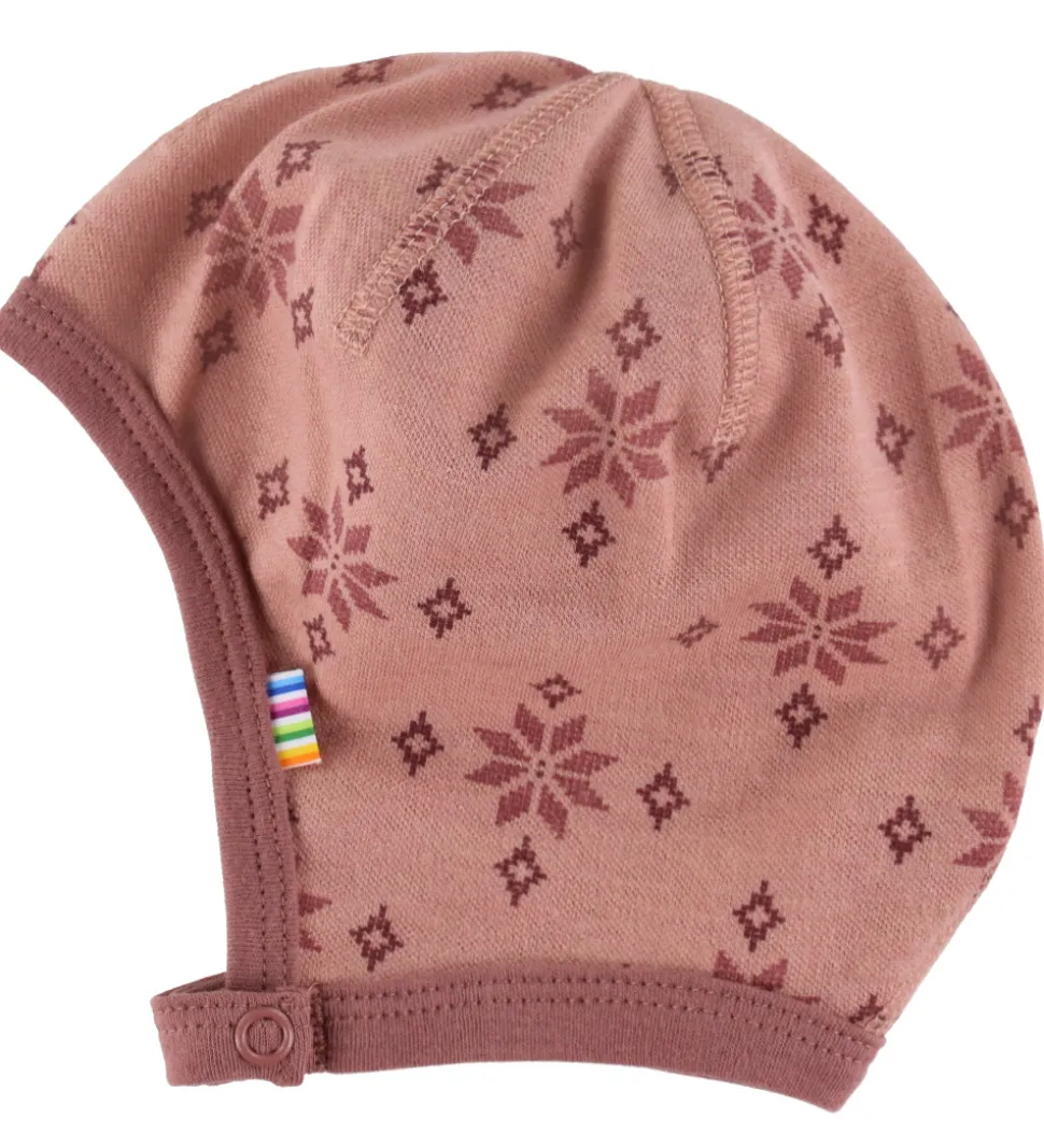 Joha Babyhjelm - Uld/Bomuld - Rose m. Snefnug