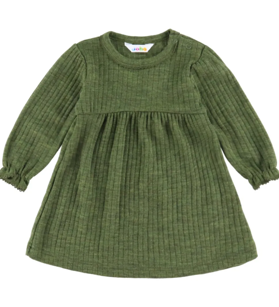 Joha Kjole - Uld - Rib - Mørk Oliven