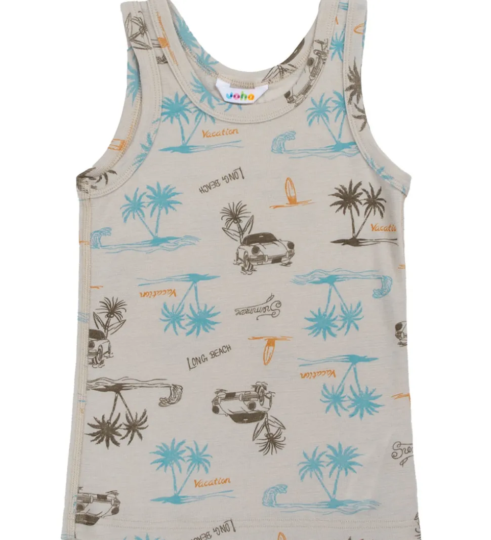 Joha Undertrøje - Uld/Silke - Beige m. Print