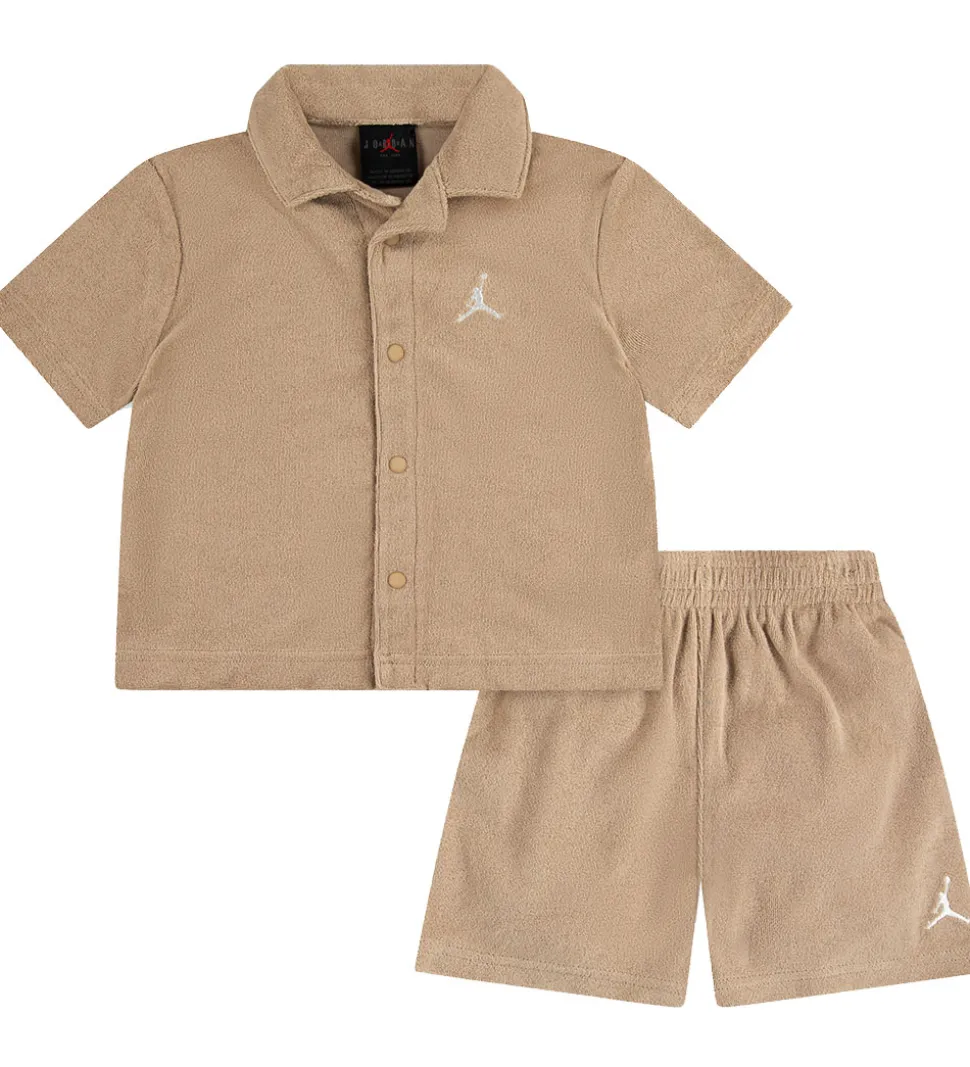 Jordan Shortssæt - Skjorte/Shorts - Frotté - Hemp m. Logo