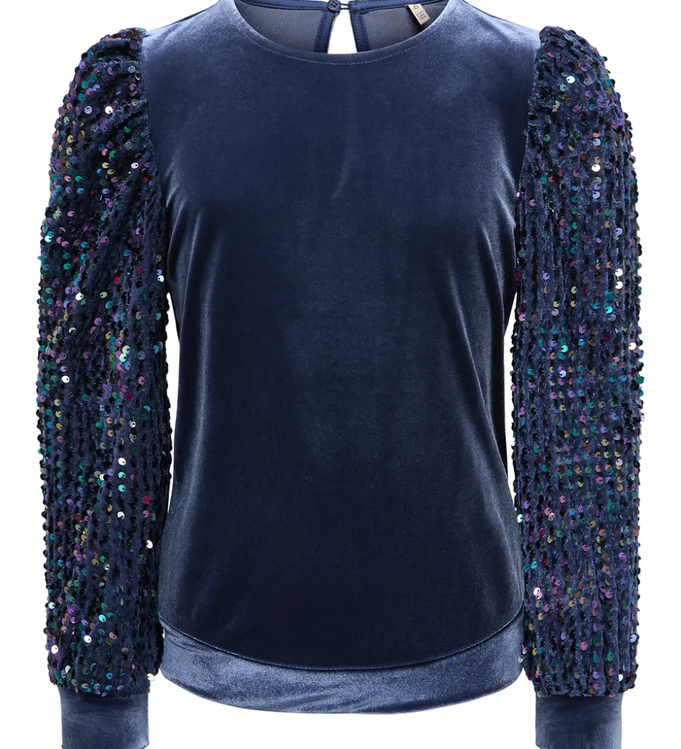 Kids Only Bluse - KogConfidence - Velour/Palietter - Naval Acade