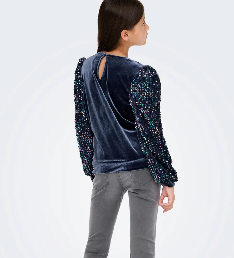 Kids Only Bluse - KogConfidence - Velour/Palietter - Naval Acade