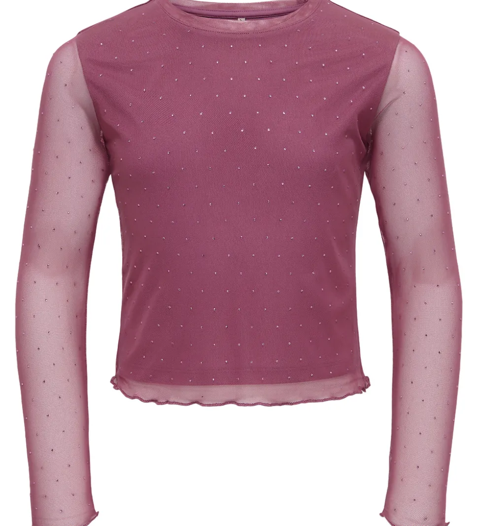 Kids Only Bluse - KogJada - Mesh - Rose Wine/Dtm Rhinestones