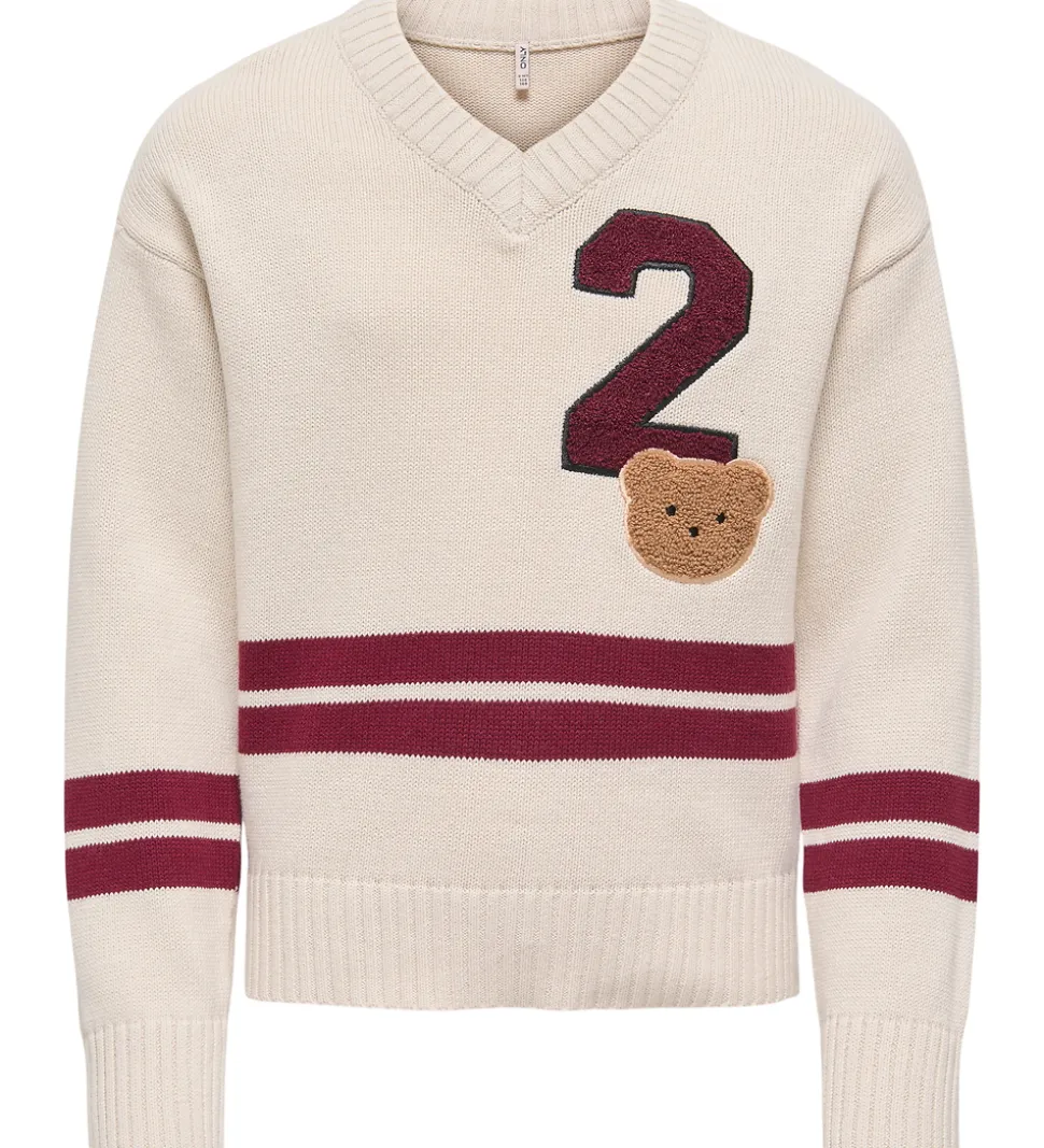 Kids Only Bluse - Strik - KogJanny - Birch/Badge/Cabernet