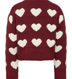 Kids Only Bluse - Strik - KogSus - Cabernet/Heart/Egret