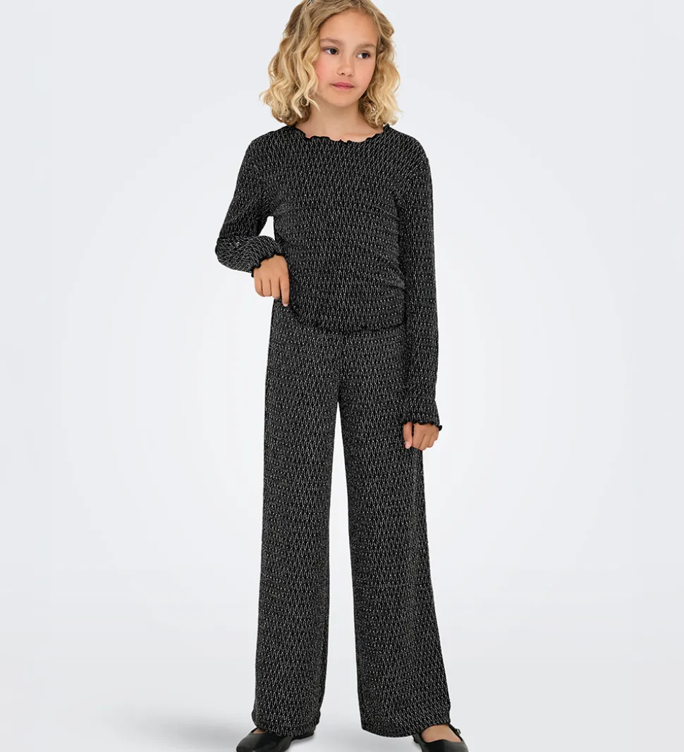 Kids Only Bukser - KogQueen - Black/Lurex Silver/Harlekin