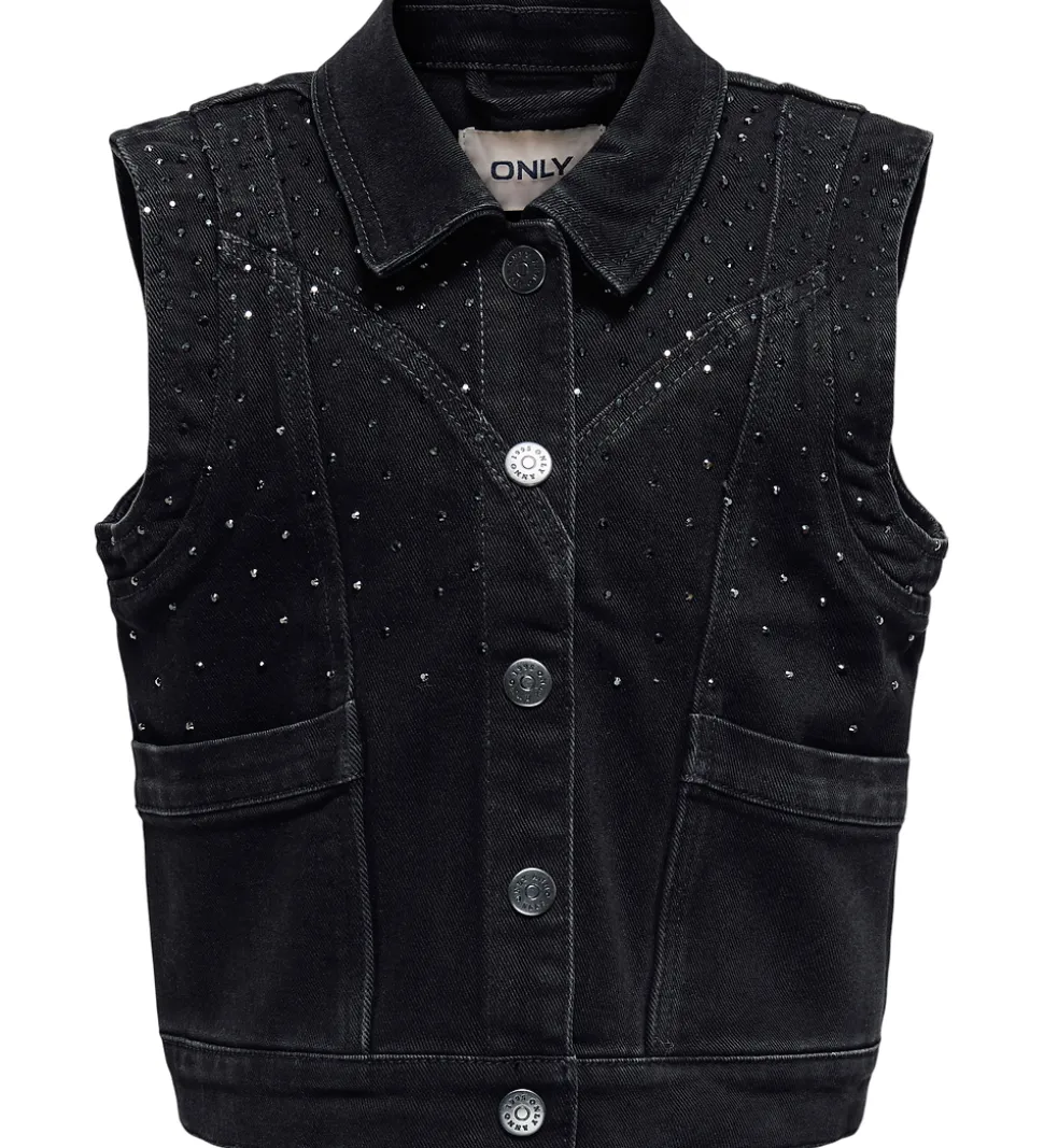 Kids Only Denimvest - KogKennedy - Washed Black/Rhinestone