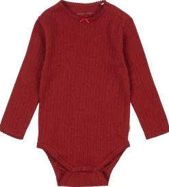 Konges Sløjd Body l/æ - Minnie - Red Dahlia m. Hulmønster