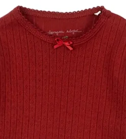 Konges Sløjd Body l/æ - Minnie - Red Dahlia m. Hulmønster