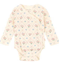 Konges Sløjd Body l/æ - Rib - Minnie - Fleur Decor m. Hulmønster