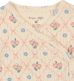 Konges Sløjd Body l/æ - Rib - Minnie - Fleur Decor m. Hulmønster