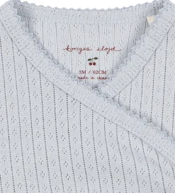 Konges Sløjd Body l/æ - Rib - Minnie - Gray Dawn m. Hulmønster