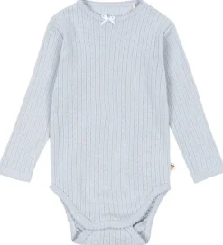 Konges Sløjd Body l/æ - Rib - Minnie - Gray Dawn m. Hulmønster
