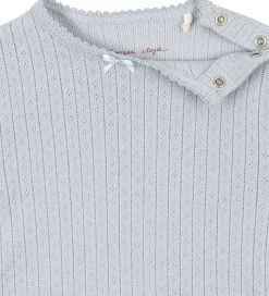 Konges Sløjd Body l/æ - Rib - Minnie - Gray Dawn m. Hulmønster