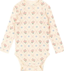 Konges Sløjd Body l/æ - Rib - Minnie - Fleur Decor m. Hulmønster