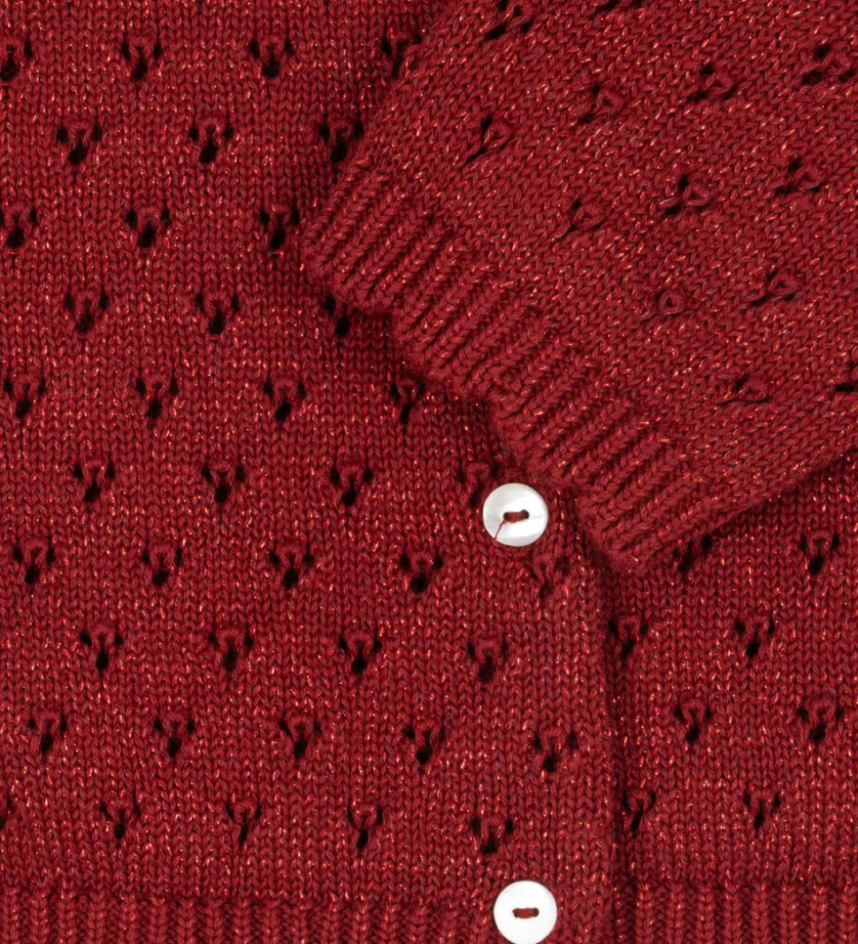 Konges Sløjd Cardigan - Strik - Red Dahlia m. Hulmønster