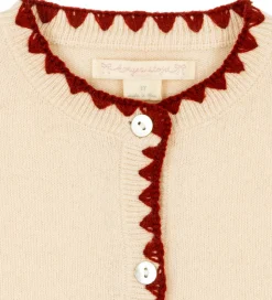 Konges Sløjd Cardigan - Uld - Collette - Off White m. Kirsebær