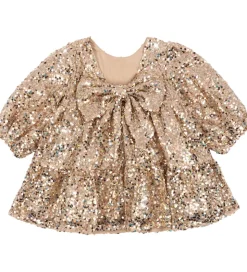 Konges Sløjd Kjole - Lila Sequins Bow - Gold Glitter