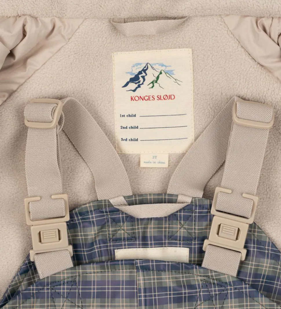 Konges Sløjd Regntøj m. Seler/Fleece - Palme - Laurel Blue Check