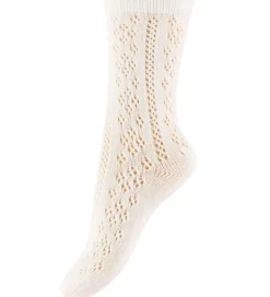 Konges Sløjd Strømper - Bomuld/Uld - Off White m. Hulmønster