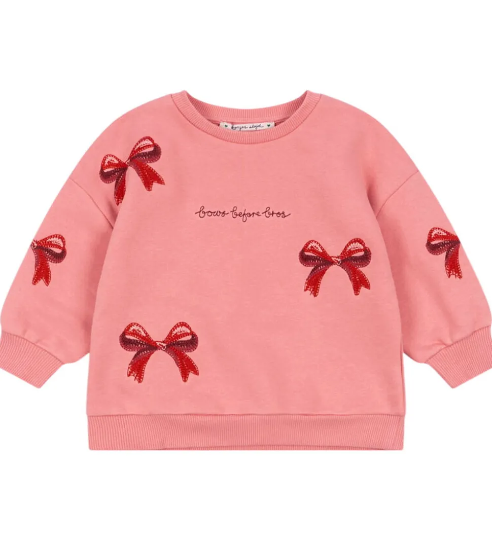 Konges Sløjd Sweatshirt - Lou Bow - Strawberry Ice m. Sløjfer