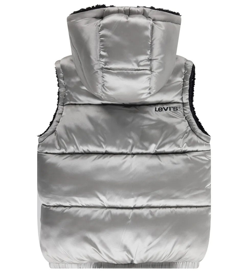 Levis Dynevest m. Fleece - Vendbar - Sølv/Sort