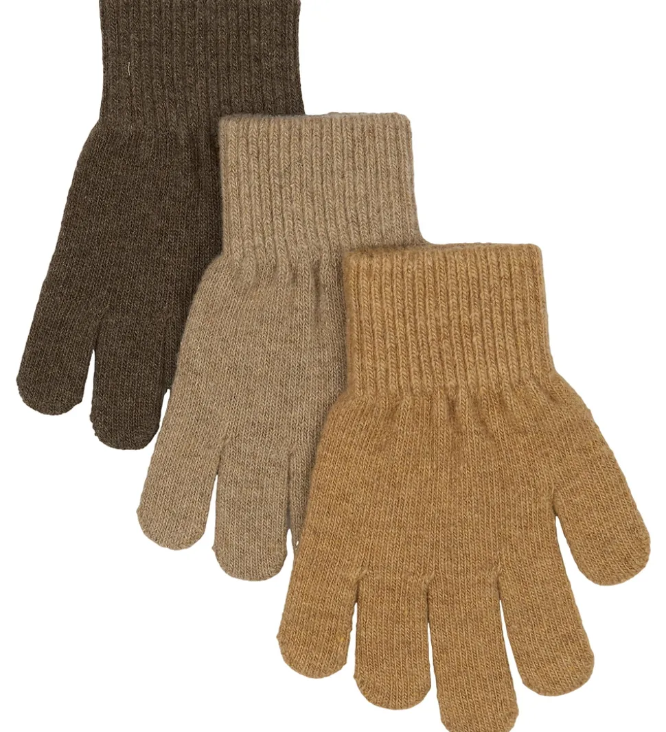 Mikk-Line Handsker - Uld/Polyamid - 3-pak - Chocolate Chip-Melan