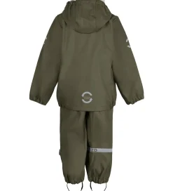 Mikk-Line Regntøj m. Seler - PU - Recycled - Dusty Olive