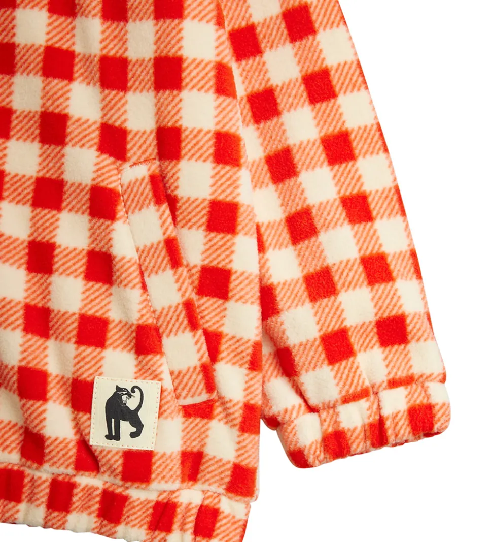 Mini Rodini Fleecejakke - Gingham - Rød/Hvidternet