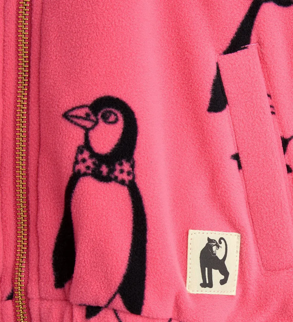 Mini Rodini Fleecejakke - Penguin - Pink