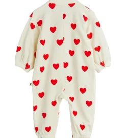 Mini Rodini Heldragt - Velour - Hearts - Hvid
