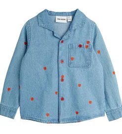 Mini Rodini Skjorte - Denim - Blå m. Hjerter