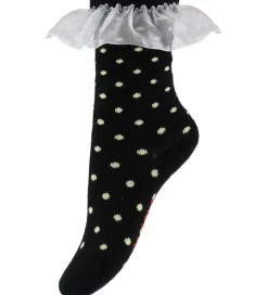 Mini Rodini Strømper - Polka Dot Frill - Sort