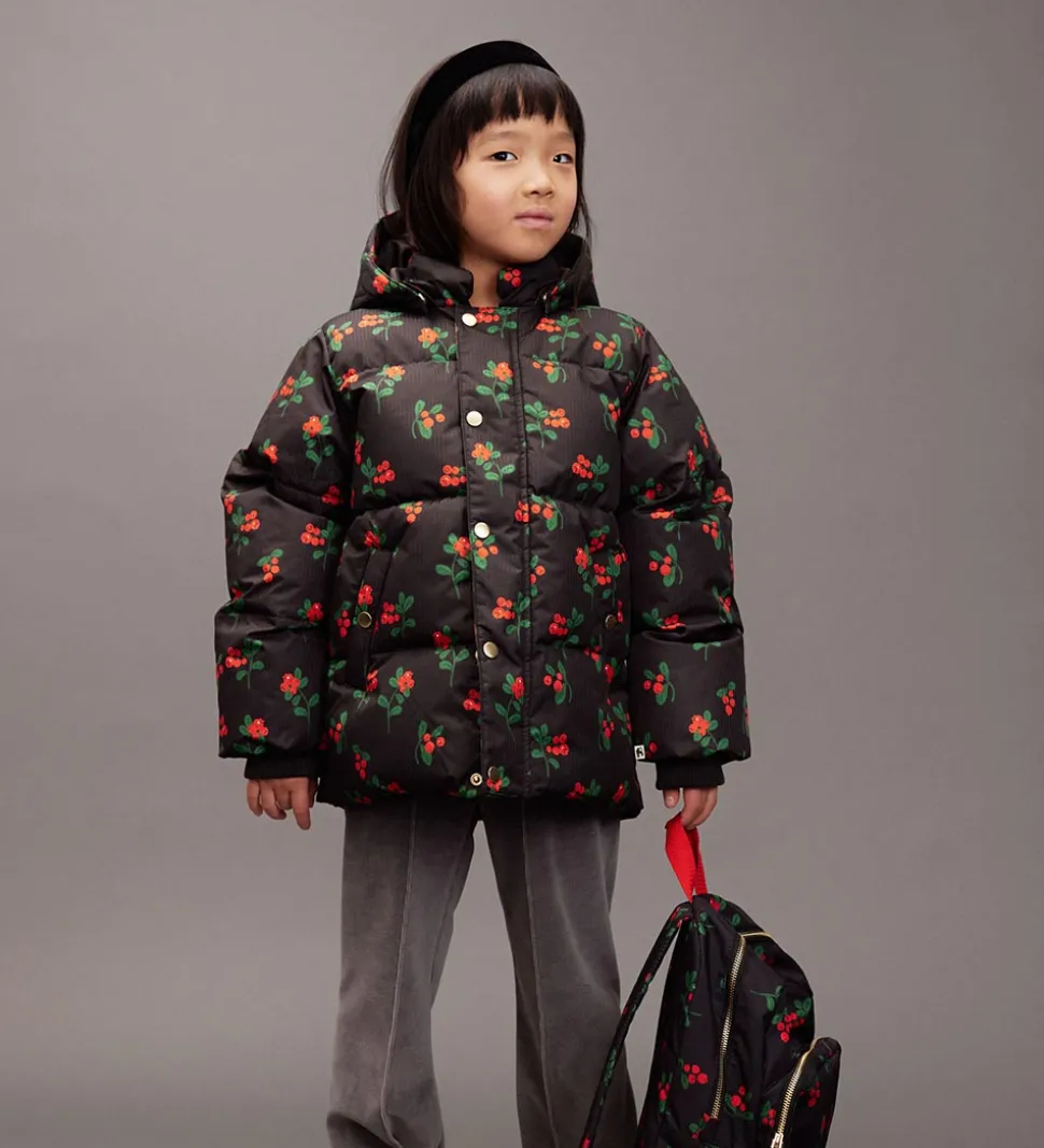 Mini Rodini Vinterjakke - Lingonberries Hooded Puffer - Sort