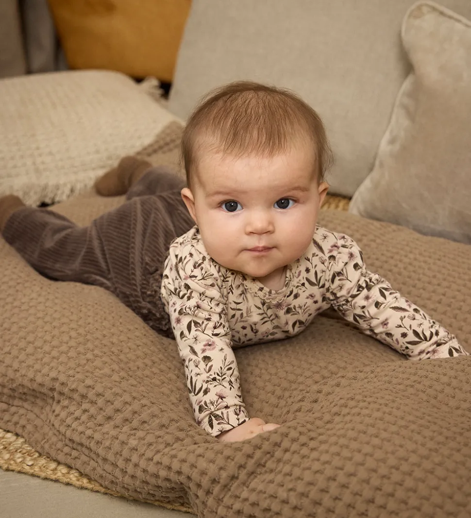 Minymo Body l/æ - Sweat - Smoke Gray m. Blomster