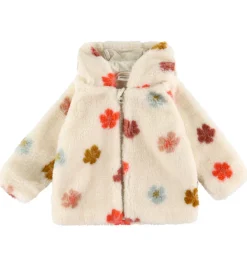 Minymo Fleecejakke - Sandshell m. Blomster