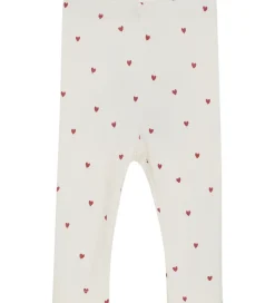 Minymo Leggings - Rib - Eggnog m. Hjerter