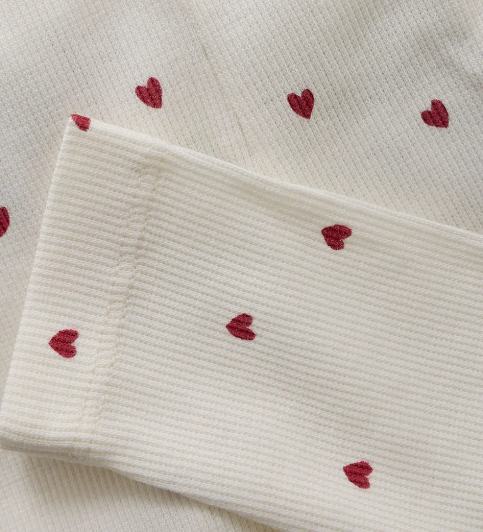 Minymo Leggings - Rib - Eggnog m. Hjerter