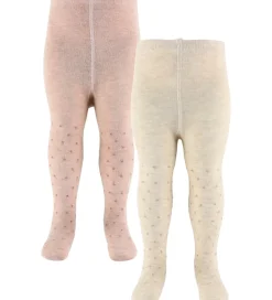 Minymo Strømpebukser - 2-pak - Viskose/Uld - Burnished Lilac/Bei