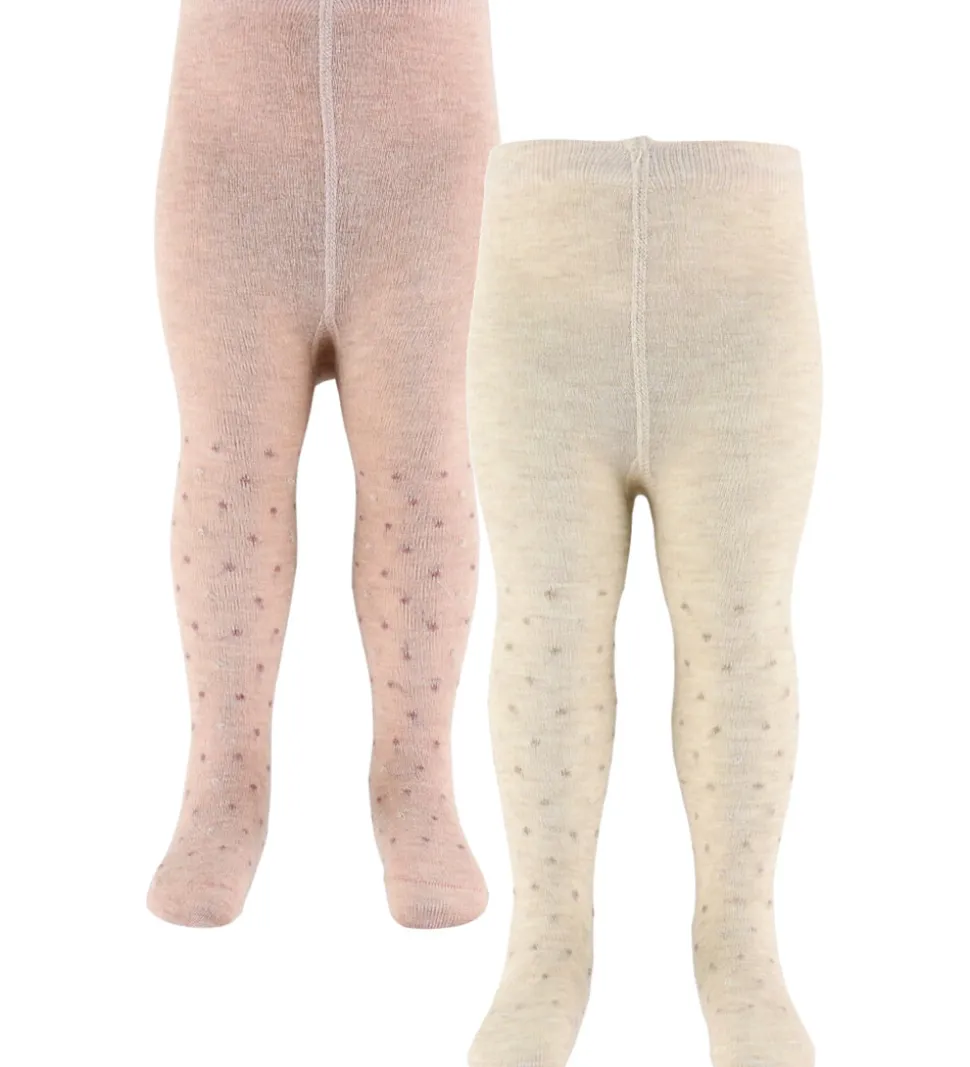 Minymo Strømpebukser - 2-pak - Viskose/Uld - Burnished Lilac/Bei