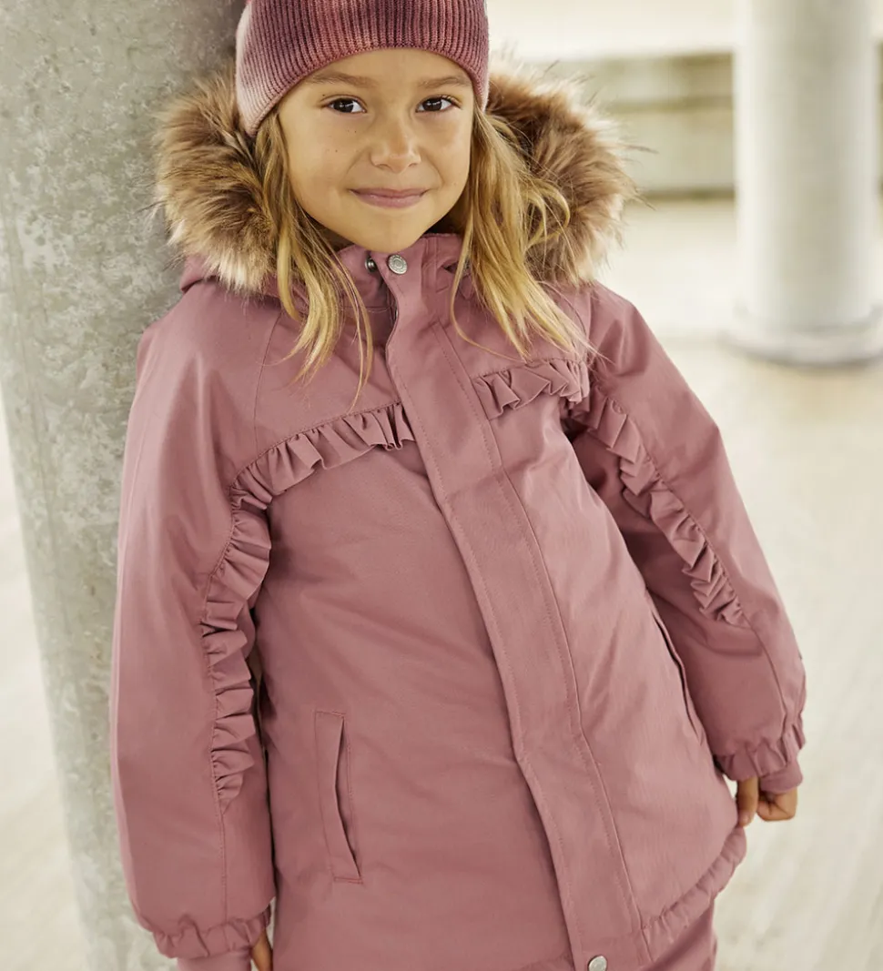 Minymo Vinterjakke - Withered Rose m. Flæser